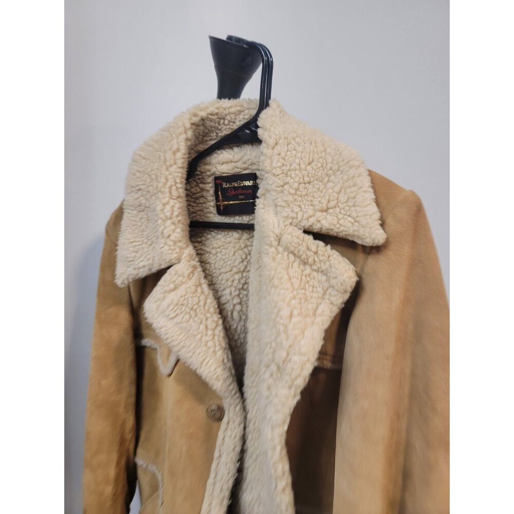 Ralph Edwards Vintage 60's Genuine Suede Sherpa Lined Leather Coat Jacket Sz 42